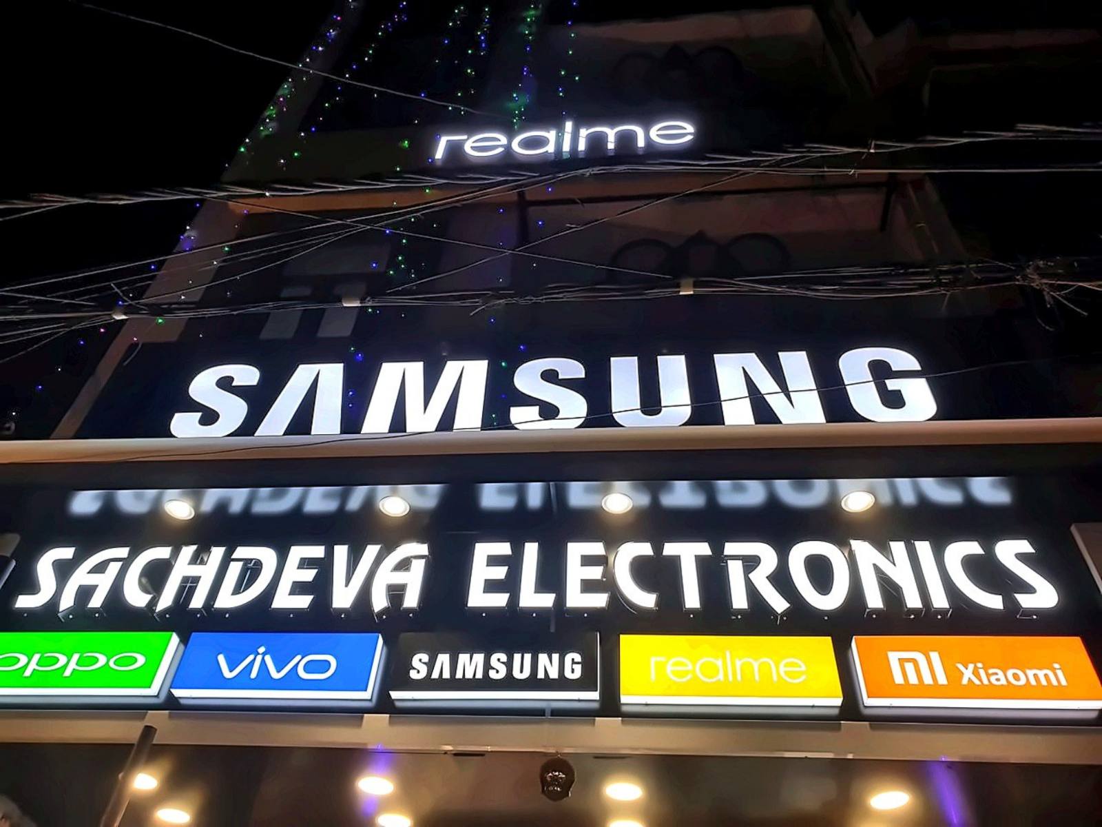 Sachdeva Electronics illuminated signboard with brand panels